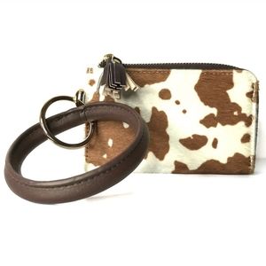 LAST ONE! Adorable Mini Cow Print Zippered Coin Purse/Bracelet Wristlet
